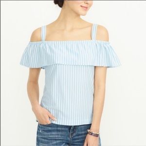 Blue and White Striped Off the Shoulder Top